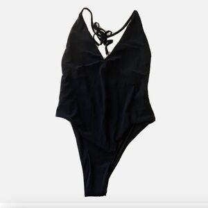 Anemos Chic One-Piece Tie-Neck, Plunge-Back Bathing Suit